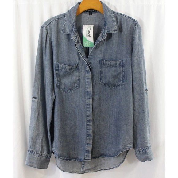 Velvet Heart Tops - NWT Velvet Heart Blue Chambray Tencel Long Sleeve Button Up M